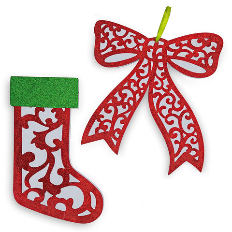 Lighted Christmas Bow & Lighted Christmas Stocking - Set of 2 by Gift Boutique