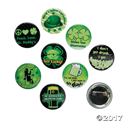 St. Patrick's Day Glow in the Dark Buttons (24 Pieces) Party Favors/Irish