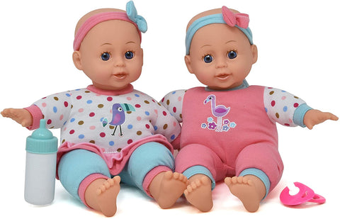 Twin Baby Dolls, 12 Inch Soft Body Baby Dolls with Bottle and Pacifier