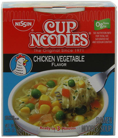 Nissin Cup O Noodles Chicken Vegetables, 2.25-Ounce (Pack of 12)