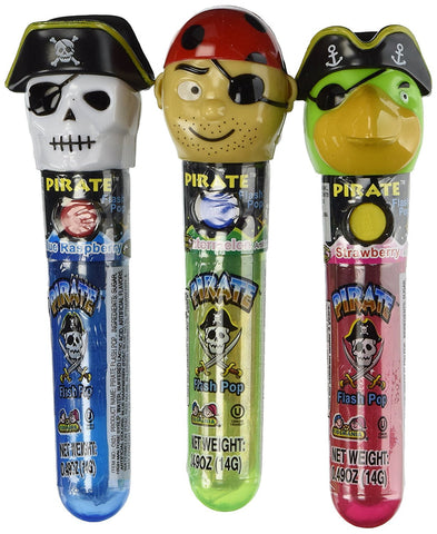 Kidsmania Pirate Flash Pops Novelty Lollipop Suckers 12 Count Box