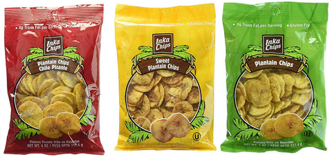 Inka Chips Gluten Free Plantain Chips 3 Flavor 6 Bag Variety Bundle: (2) Inka Chips Sweet Plantain Chips, (2) Inka Chips Original Plantain Chips, and (2) Inka Chips Chili Picante Plantain Chips, 3.25-4 Oz. Ea. (6 Bags Total)