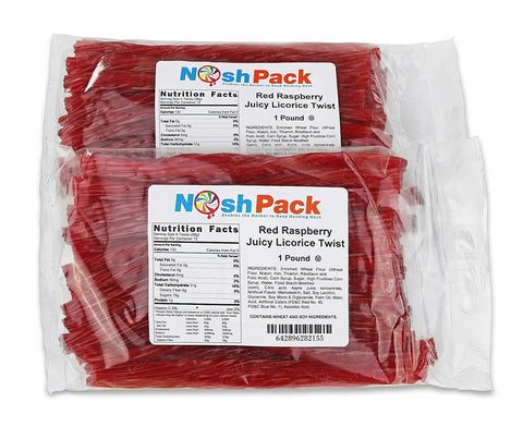 Nosh Pack 7" Red Raspberry Juicy Licorice Twists - 2 LB