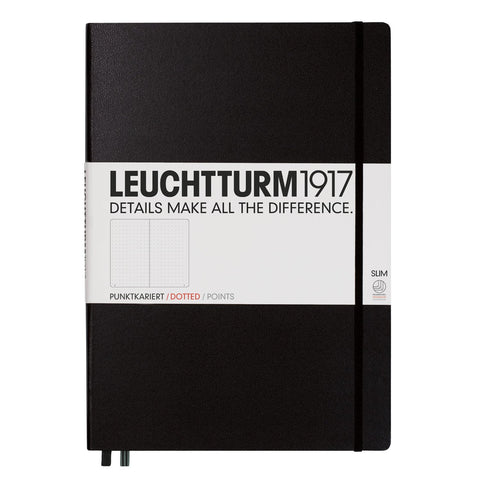 Leuchtturm1917 HardCover Master Slim Notebook A4+, Dotted Pages, Black Color
