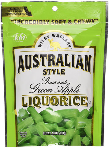 Wiley Wallaby Green Apple Licorice 10 oz licorice package