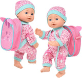 Baby Doll with Backpack Carrier, Doll Feeding Set Accessories, 12 Inch Doll with Baby Bottle and Mini Doll Backpack