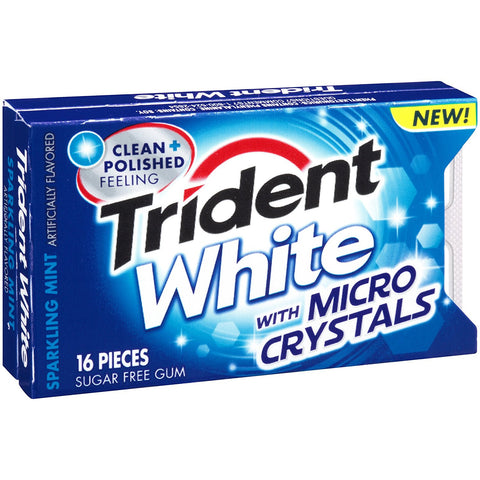 Trident White Sugar Free Gum (Sparkling Mint with Micro Crystals, 16-Piece, 9-Pack)