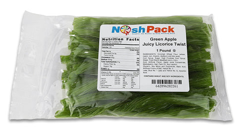 Nosh Pack 7" Green Apple Juicy Licorice Twists -1 LB