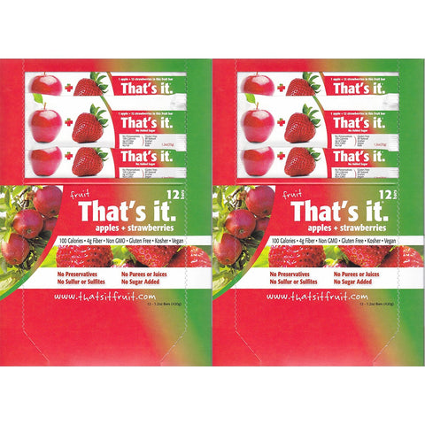 That's It Fruit Bars, Apple and Strawberry, Pack of 24 (2 Cases)