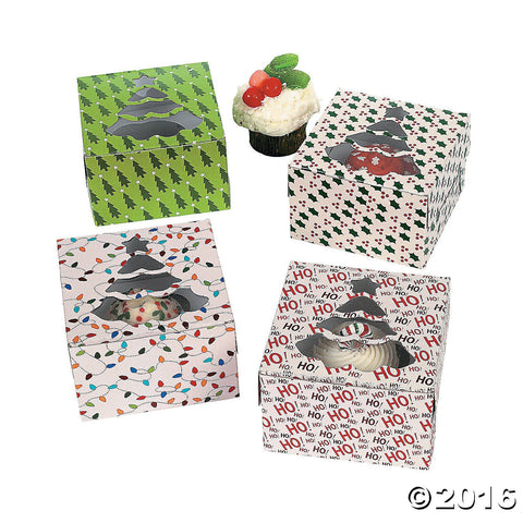 1 X Christmas Holiday Cupcake Boxes - 12 Pack