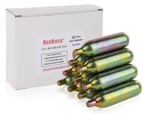 RedRock Unthreaded 16 Gram CO2 Beverage Beer Keg Chargers - 10 Pack