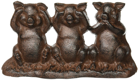 Hear No Evil, See No Evil, Speak No Evil Cast Iron Pigs Door Stop