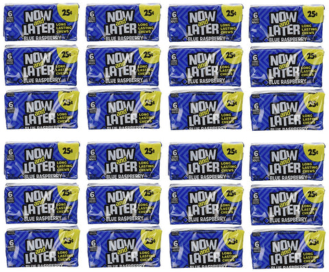 Now and Later Blue Raspberry Flavored Candy Twenty-Four 6-Piece Bars