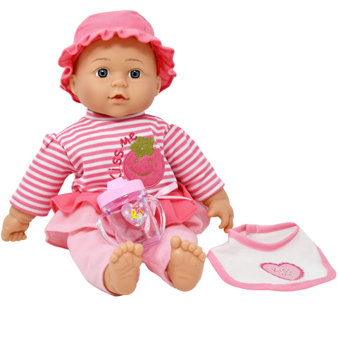 Dolls To Play 16 Inch Soft Body Baby Doll - Outfit, Bib and Bottle Included, Plays 3 Sounds