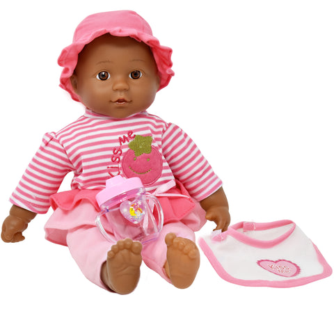 Dolls To Play 16 Inch Soft Body Baby Doll - Outfit, Bib and Bottle Included, Plays 3 Sounds