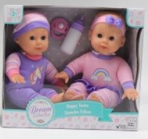 Twin Baby Dolls, 12 Inch Girl and Boy with Bottle and Pacifier
