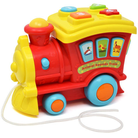 Push and Pull Music Toy for Toddlers and Baby, Interactive Learning Sing Along Train, Animal and Number Count Activity Truck